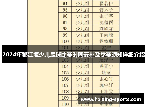 2024年都江堰少儿足球比赛时间安排及参赛须知详细介绍